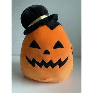 16” Squishmallows Riba Pumpkin Jack O Lantern With Hat Halloween Soft Plush NEW